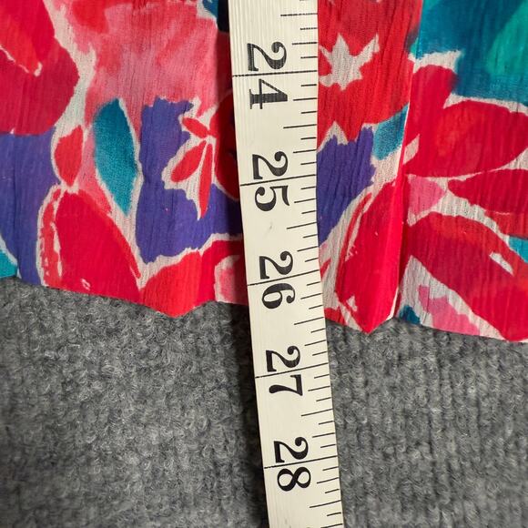 Vintage Leslie Fay Sz 10 Pleated A Line Midi Swing Skirt Red Floral Full Length - Picture 6 of 8